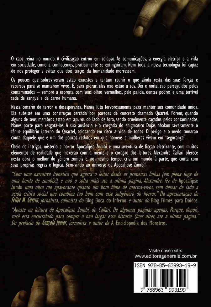 Apocalipse Zumbi: Os primeiros anos Apocalipse Zumbi Quarta Capa