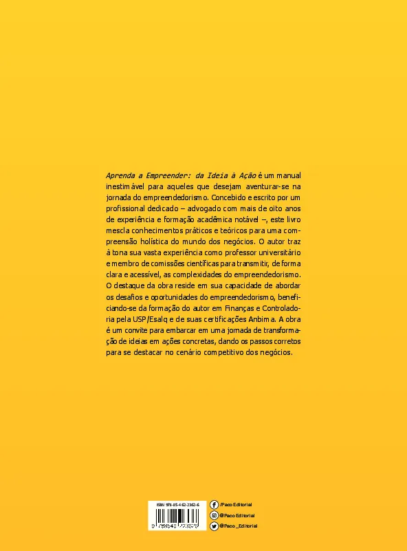 Aprenda a empreender: da ideia à ação Aprenda a empreender Quarta Capa