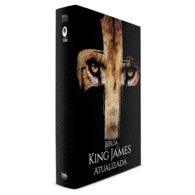 Bíblia King James Atualizada Slim Capa Dura Masculina Leão Cruz Black com 864 pags formato 16x23