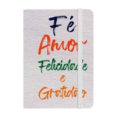 Caderneta de anotações fé, amor, felicidade e gratidão - 13x21 - 80 folhas - Sem pauta - Book7