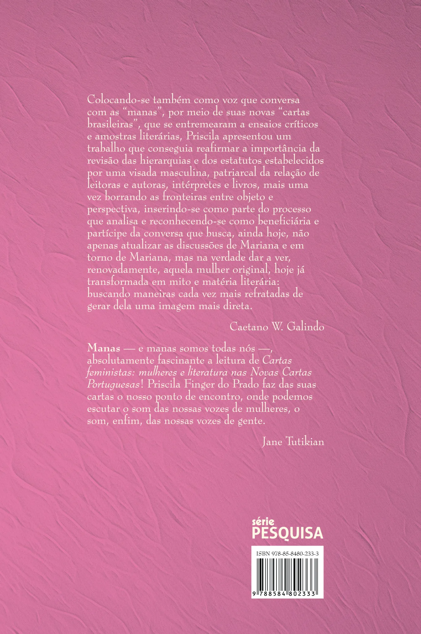 Cartas feministas: Mulheres e literatura nas novas cartas portuguesas Cartas feministas Quarta Capa