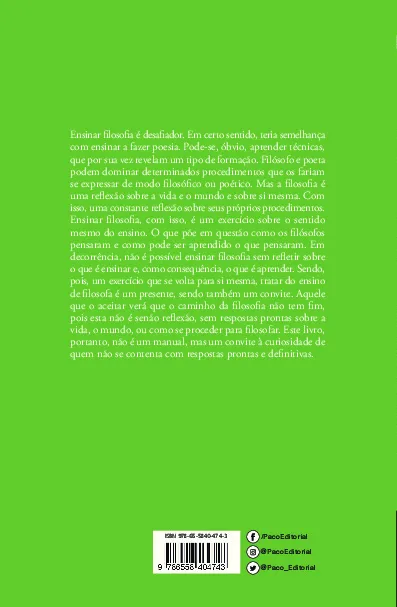 Ensino de filosofia: convite à reflexão Ensino de filosofia Quarta Capa