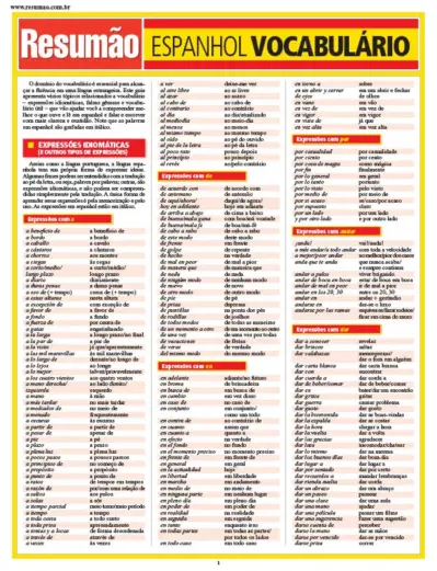 Espanhol vocabulário