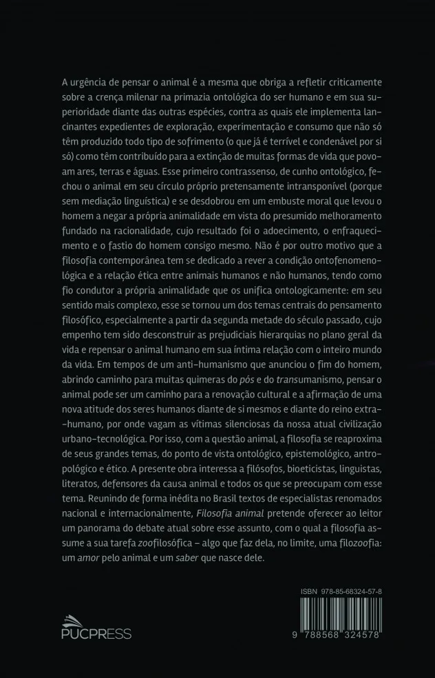 Filosofia animal: Humano, animal, animalidade Filosofia animal Quarta Capa