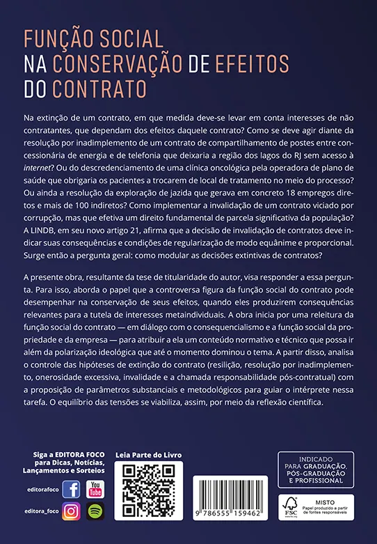 Função social na conservação de efeitos do contrato: Função social na conservação de efeitos do contrato Quarta Capa