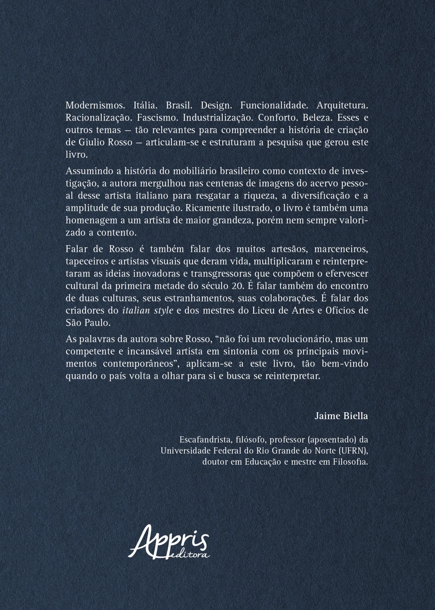 Giulio Rosso: A presença italiana no mobiliário brasileiro Giulio Rosso Quarta Capa
