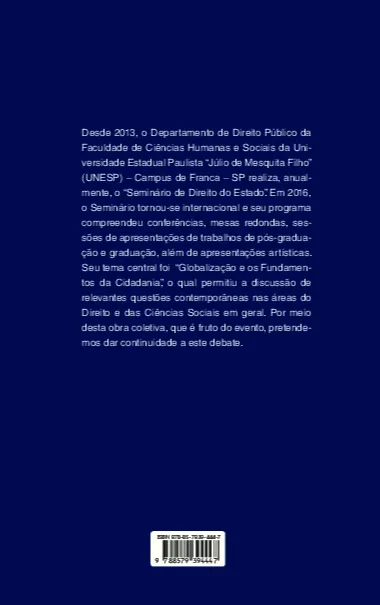 Globalização e os fundamentos da cidadania: Globalização e os fundamentos da cidadania Quarta Capa