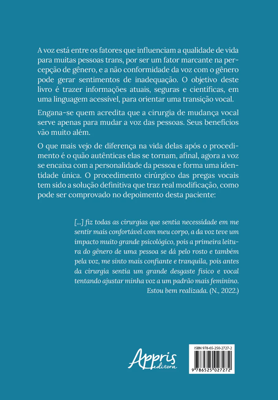 Guia de readequação vocal para pessoas trans: Guia de readequação vocal para pessoas trans Quarta Capa