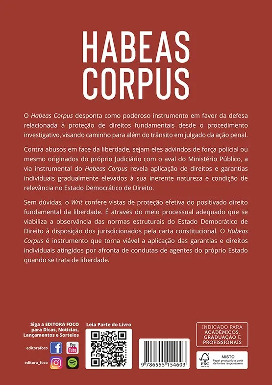Habeas corpus - Teoria e prática: Habeas corpus - Teoria e prática Quarta Capa