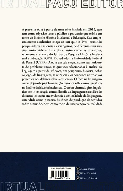 História intelectual e educação: linguagens e conceitos História intelectual e educação Quarta Capa