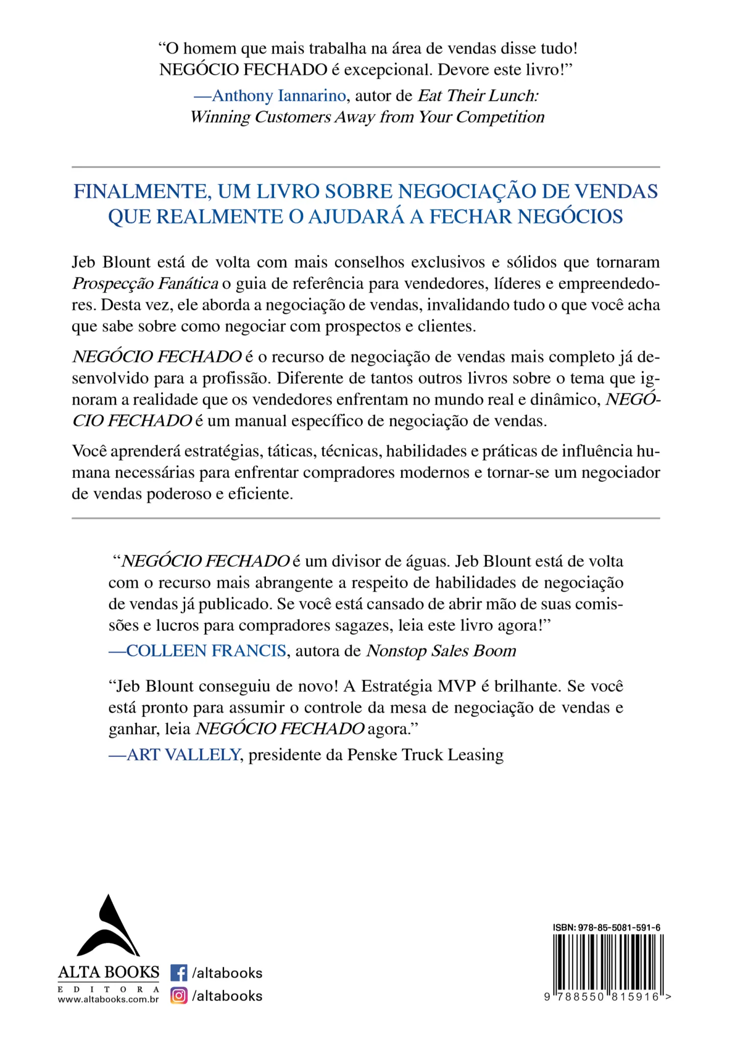 Negócio fechado: ingressando no mundo da gestão de negócios Negócio fechado Quarta Capa