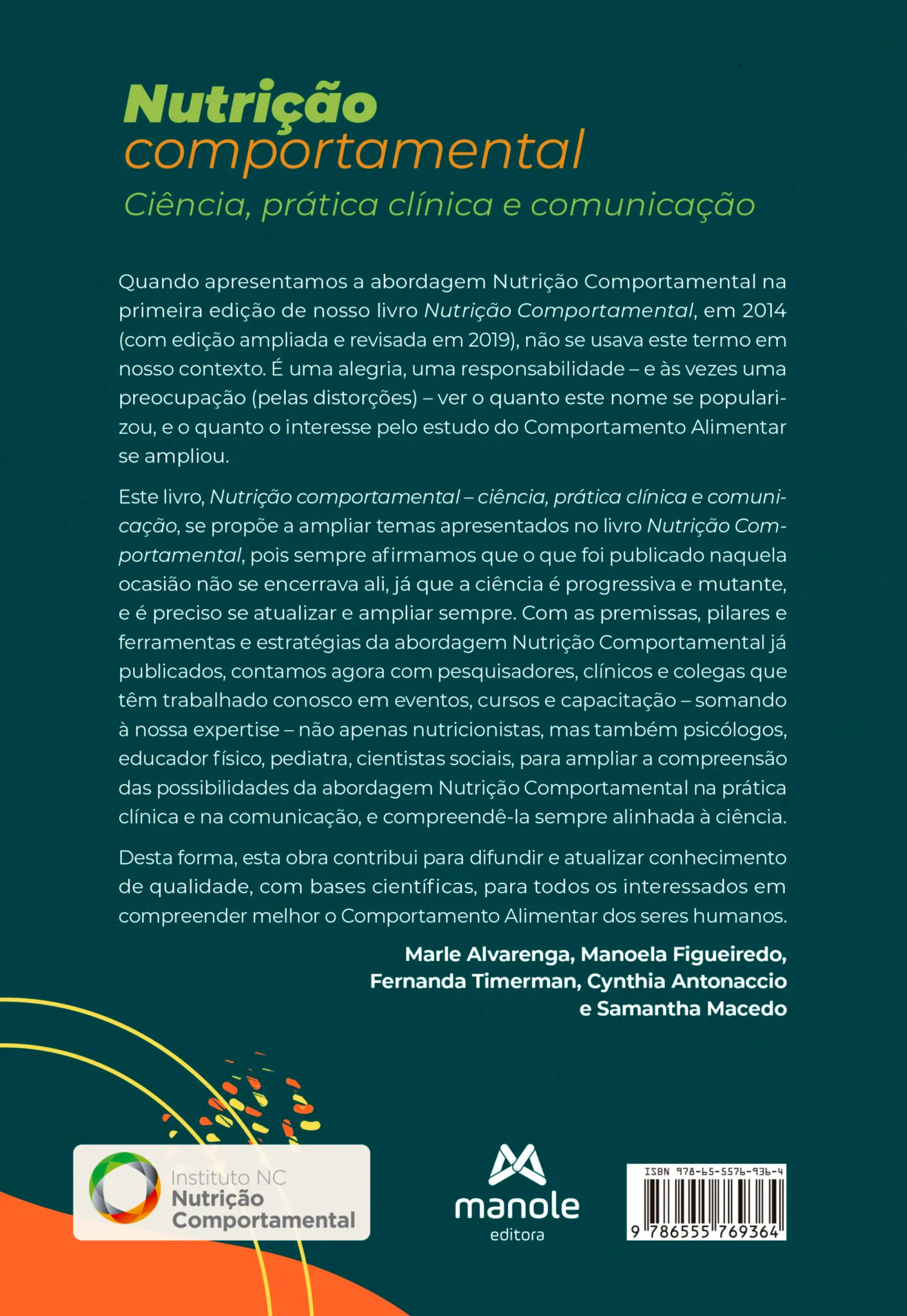 Nutrição comportamental: ciência, prática clínica e comunicação Nutrição comportamental Quarta Capa