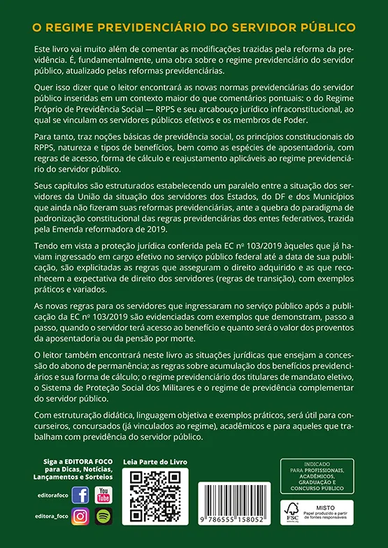 O regime previdenciário do servidor público: O regime previdenciário do servidor público Quarta Capa