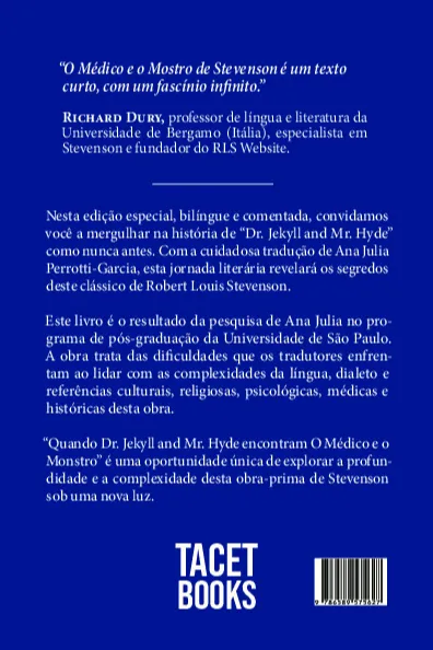 Quando Dr. Jekyll and Mr. Hyde encontram O Médico e o Monstro: edição bilíngue com tradução comentada Quando Dr. Jekyll and Mr. Hyde encontram O Médico e o Monstro Quarta Capa