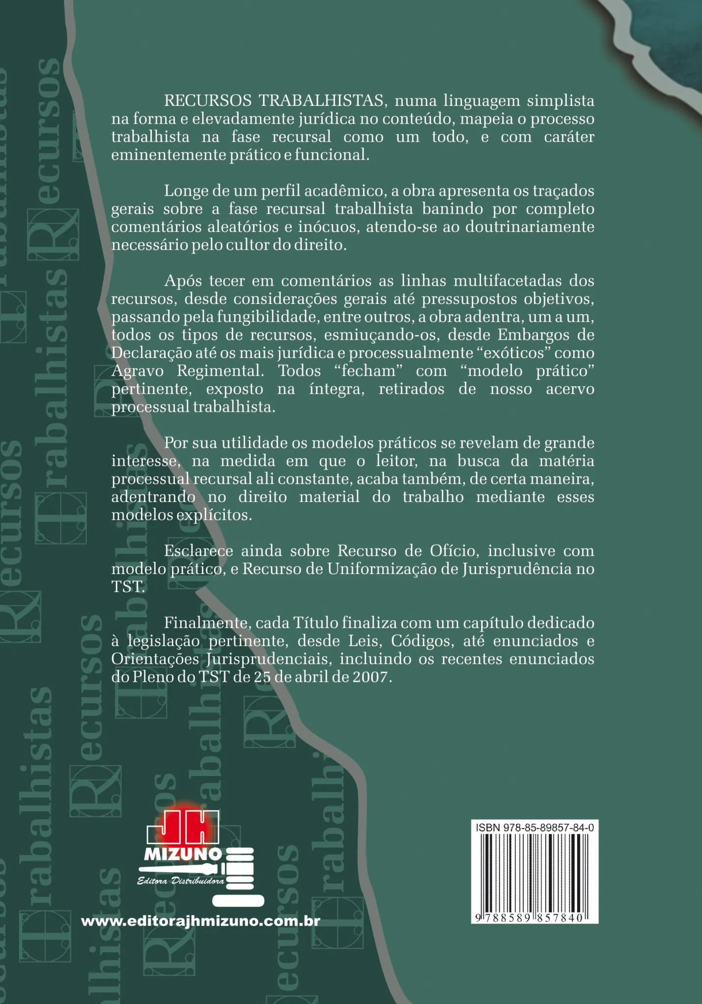 Recursos trabalhistas: Recursos trabalhistas Quarta Capa