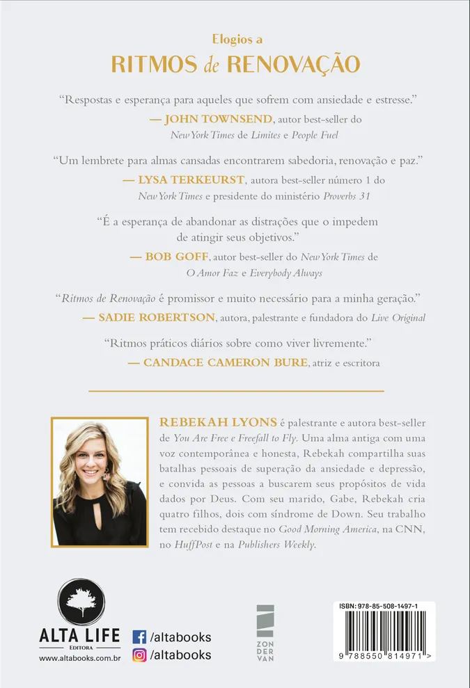Ritmos de renovação: trocando o estresse e a ansiedade por uma vida de paz e propósito Ritmos de renovação Quarta Capa
