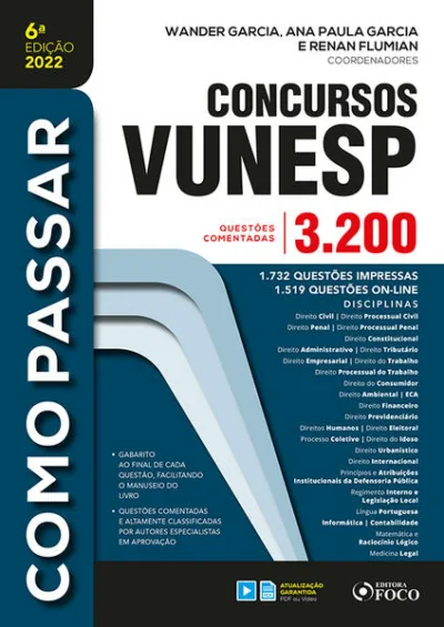 COMO PASSAR EM CONCURSOS DA VUNESP - 3.200 QUESTÕES - 6ª ED -2022