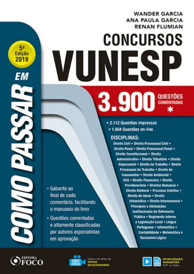 Como passar em concursos da VUNESP - 3.900 questões - 5ª edição -2019