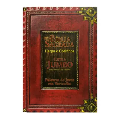 Bíblia jumbo ARC PJV com harpa e corinhos ‐ retrô vermelha