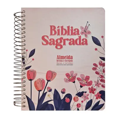 Bíblia para anotações ‐ ARC ‐ com harpa ‐ floral cartoon