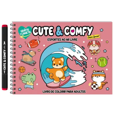 Cute & Comfy Super Special Edição 03 - Livro de Colorir Adulto - Esportes ao Ar Livre - Acompanha 1 Caneta