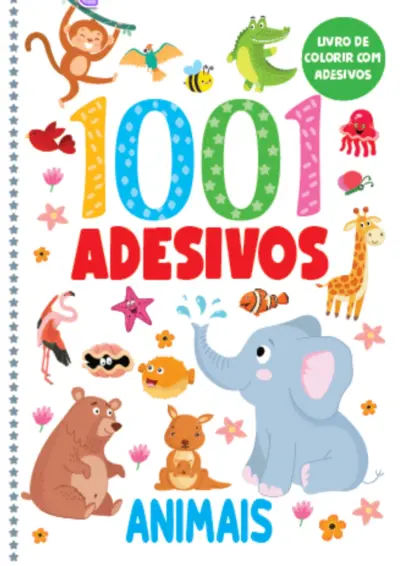 Livro de Colorir com Adesivos - 1001 Adesivos - Animais