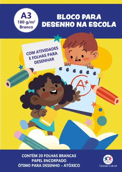 Bloco para Desenho A3 180g - 20 Folhas brancas