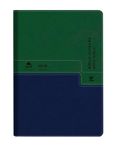 Bíblia NVI português-inglês – Capa verde e azul: